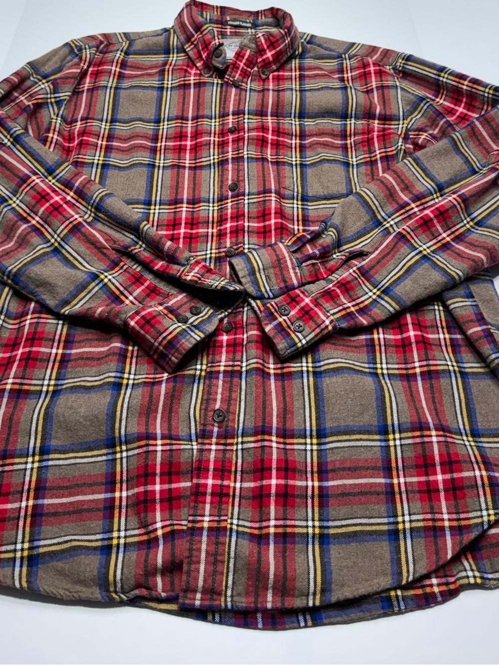 St. John's Bay Red, Brown and Blue Plaid Button-Down Shirt